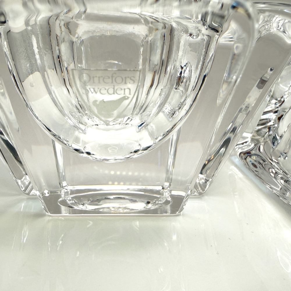 Vintage Orrefors Max Crystal Cross Votive Tealight Holders Pair Anna Ehrner - Picture 12 of 16